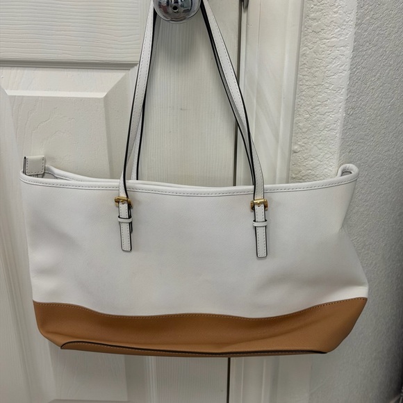 Michael Kors White and Tan Women's Tote Bag - Picture 2 of 5
